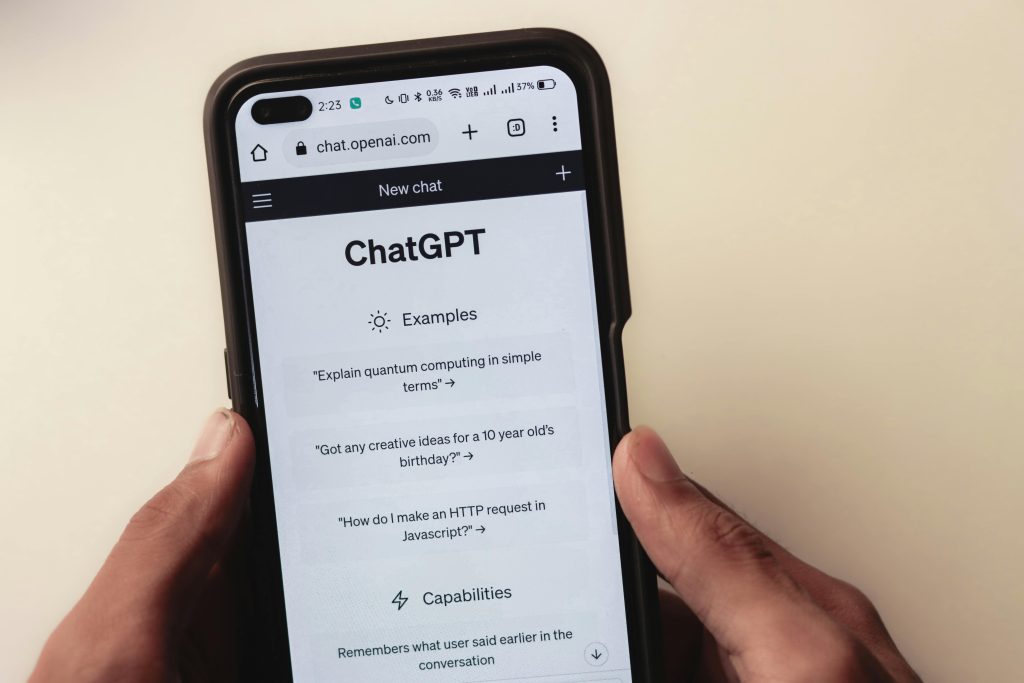 Using the ChatGPT application on mobile.